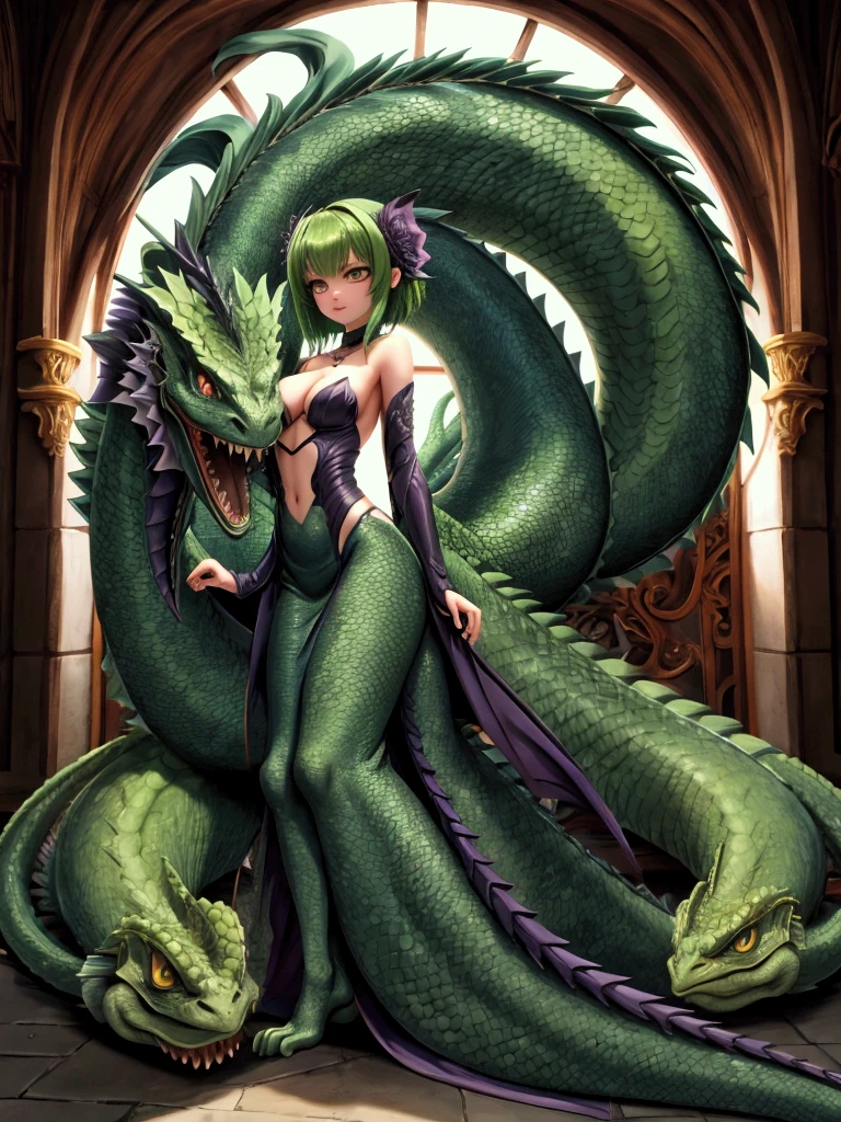 Beautiful salamander, vibrant green coloration, intricate scales, detailed textures, masterpiece, best quality, 4K, HDR, lush forest, day, full-body, curious, alert, open-mouthed, expressive eyes, muted tones, atmospheric, clean lines, intricate, ultra-detailed, realistic, 8K.