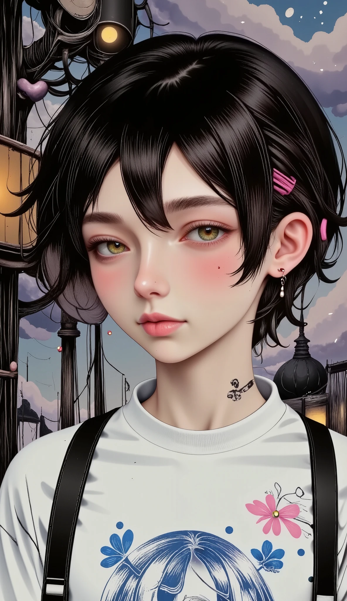 a cute angry boy pouting, beautiful detailed eyes, beautiful detailed lips, extremely detailed face, messy brown hair, furrowed brows, chubby cheeks, sulking expression, closeup portrait, (best quality,4k,8k,highres,masterpiece:1.2),ultra-detailed,(realistic,photorealistic,photo-realistic:1.37),digital painting, highly detailed, cinematic lighting, warm color palette, dramatic shadows, moody atmosphere