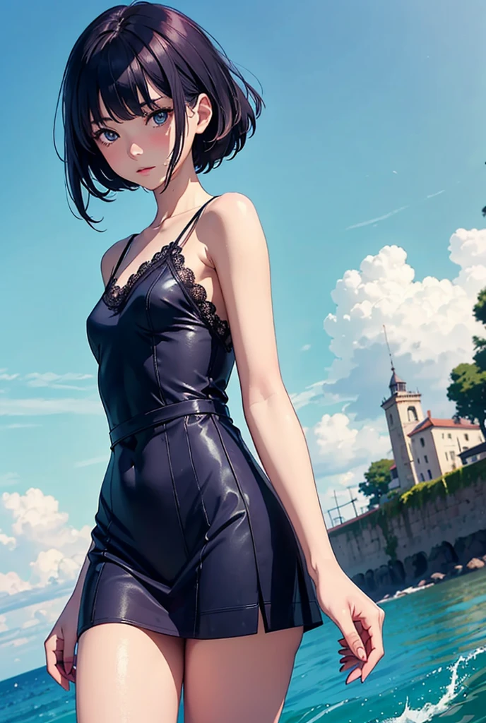Create a cartoon-style illustration inspired by these lyrics. The scene symbolizes the wounds of the past and the hope for the future. In the foreground is a young woman who continues to move forward in the face of challenges. She looks determined, courageous and hopeful.
The young woman has short black hair and a scarred body. She is dressed in dark shades and holds a red flame in her hand, symbolizing her burning passion. Her eyes are focused on the future and show a strong will.
In the background is the difficult path she has taken. There are various obstacles in his path, and scars from the past are visible. However, there is a glimmer of hope shining ahead of her, and countless stars twinkle in the night sky.
The sky is filled with dark clouds, but the light that shines through them illuminates his path. Behind her, a shadow is depicted as a symbol of loneliness and despair, but the shadow is cut by his determination.
The overall mood should convey the strength to overcome the pain of the past and move forward with hope for the future. The illustration symbolizes the determination to overcome any difficulties and move forward into the future.
Translated with DeepL.com (free version)