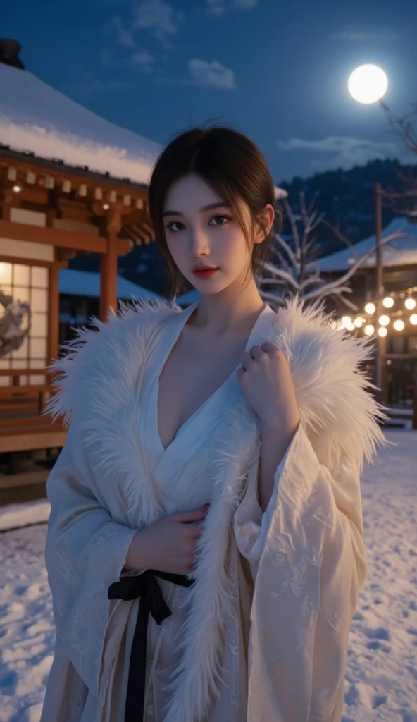 1people's women、eskimo、it's snowing、big breasts、ponytail、American