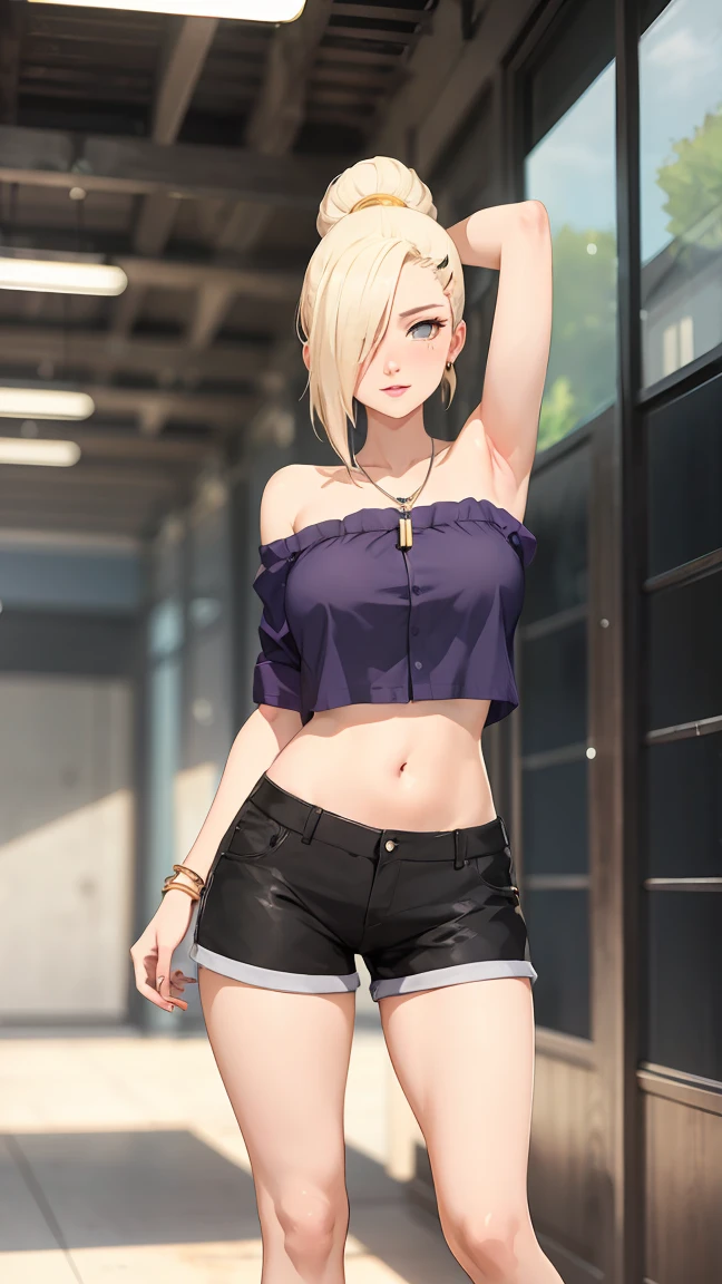 realisticlying、女の子 1 人、a blond、bob cuts、Red ribbons、radiant eyes、((Wet T-shirt)), ((yoga pant))、Taken from the front, Hands on the buttocks