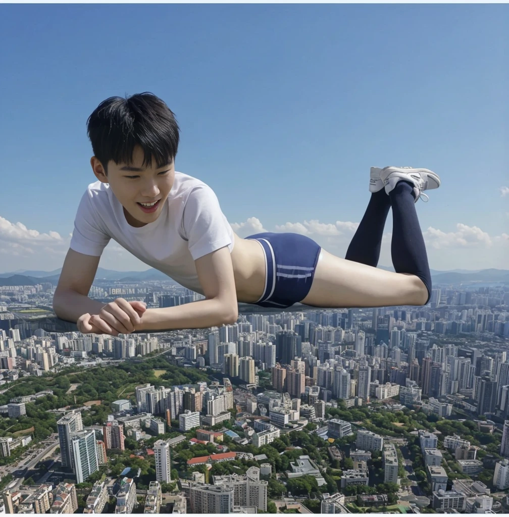 masterpiece, best quality, 1 naked muscular boy, falling from the sky, Round buttocks, clouds, balloons, full body shot, looking at the camera,perfect eyes,high detailed,uhd 8k,ultra realistic,photorealistic, yellow and green holographic colors, futuristic, cartoon rendering, cinematic shot, best quality, masterpiece, realistic, 1boy, handsome young looking babyface, fantastical