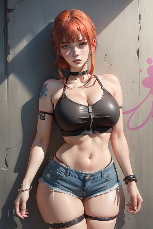 sfw, (absurdres, 8k, 4k, masterpiece, hyper extreme detailed:1.2), solo, 1girl, front view, perfect face, 1girl, portrait, expressive eyes, looking at viewer, solo, standing, mature female, pale, adult, looking forward, front view, confident, wind, windy, moving hair, front view, mature body, tomboy, adult, Newsboy Cap, long pink hair, black shorts, yellow belt, waist jacket, dark blue, medium bust, black wrist cuffs, black pupils, dark pink irises, hair down to back, egotistical, powerful, strong, proud, arrogant, ripped clothes, blue newsboy cap, right hand on hip, streetwear, fashionable, crazy face, crazy eyes, crazy smile, right bangs, necklace, bound, bondage, (arms behind back:1.4), bdsm, tape gag, tape, tape bondage, close-up, restrained, best anatomy, full body, tape wrapped, wrap gag, bondage, sitting down, wearing bra,((skinny waist)), young asian girl, ((big breasted)),