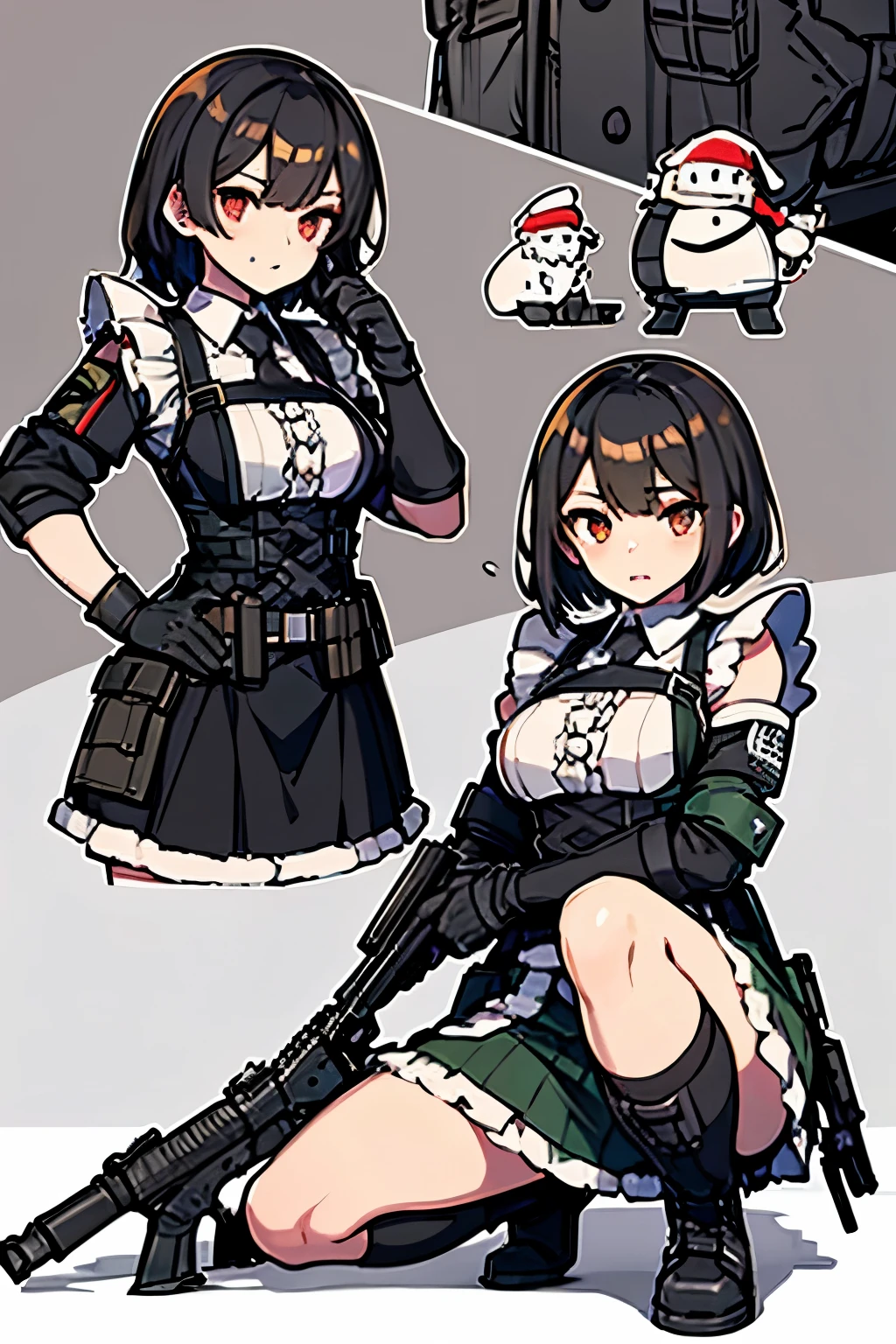 last christmas war, 2b14 (girls' frontline), christmas suit, tactical maid, tactical clothes, tactical protections, christmas clothes, (Black Ops), warrior maid, maid weapons, tactical straps, tactical frilled dress, frilled short sleeves, frilled top, frilled gloves, frilled wrist gloves, navel, very slightly athletic abs, black and red color clothes, tactical details on clothing, christmas details on clothing, decorative additives on clothing, ded and black clothing details, christmas maid, tactical christmas, (((((tactical frill Knee-length skirt))))), Tactical Gloves, Tactical Insertion, christmas maid frontline, frontline war, metallic details, special ops, tactical ornaments on clothing, frilled tactical top, Christmas Tactical Accessories on clothing, Combat attachments, tactical christmas boots, tactical ornaments on head, tactical suit, tactical light armor, knee pads and elbow pads tactical protection, metal details, tactical chest protector, tactical christmas clothes, tactical protections, tactical top vest, tactical vest top, assault mission