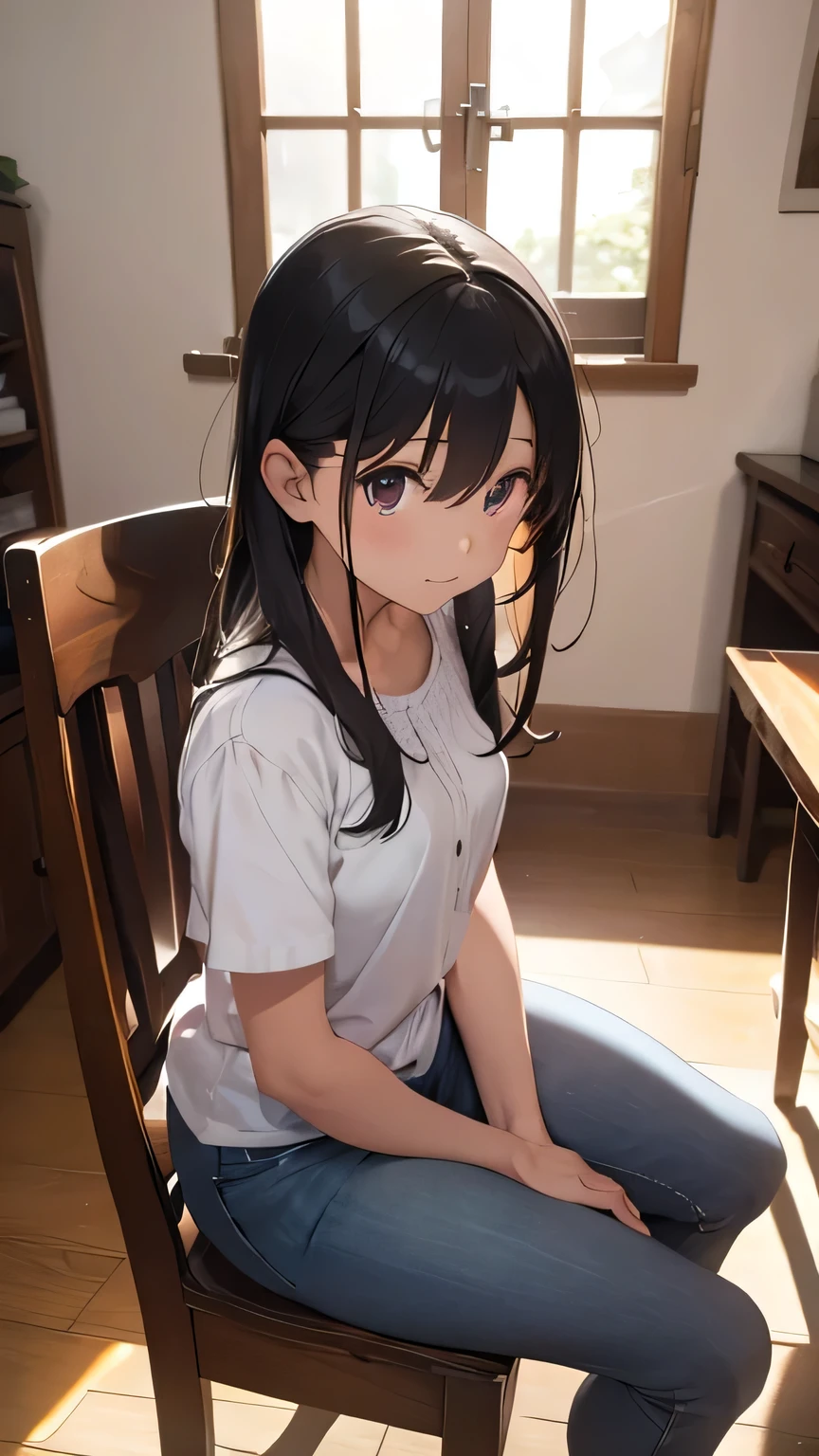 ((Highest quality)), ((masterpiece)), (detailed),Perfect Face,Strong light from the front,With front light,She is sitting completely naked with her legs wide open, exposing her crotch to the camera.,