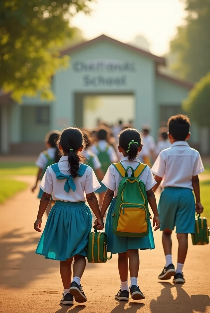 2 indian girls in school uniform, realistic, cinematic,