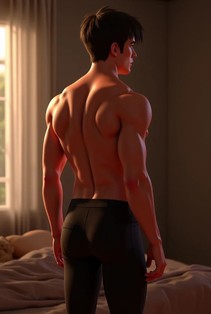 ((Best Quality, 8K, ultra-detailed, Masterpiece: 1.3)), 1boy, shiny skin, sharp, Perfect Body Beauty, realistic shaded perfect body, large ass facing viewer