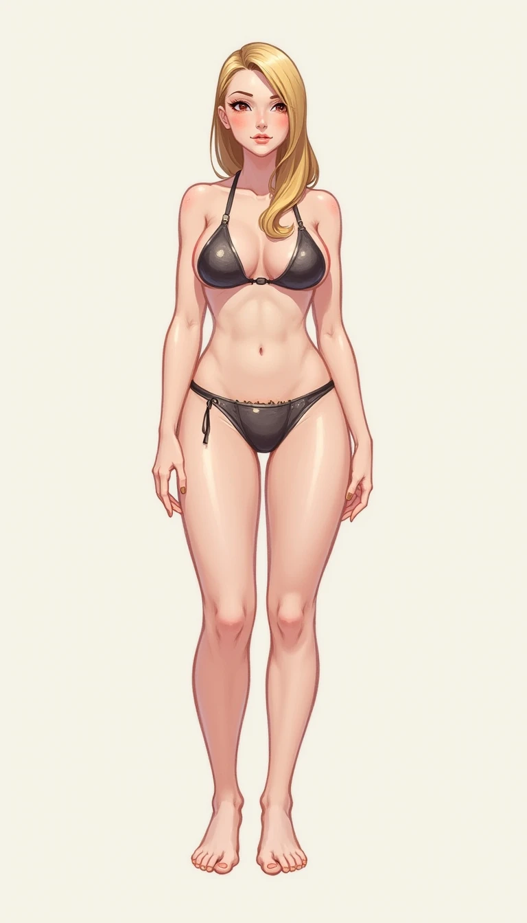 (((8k,Best Quality)), masterpiece, white background, 1female, solo, bare shoulders, bra top, lowleg panties, navel,
standing, full body,