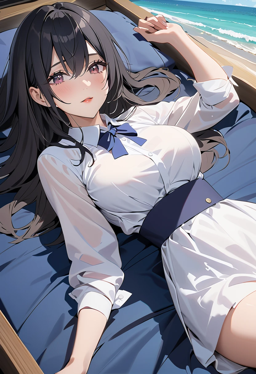 sitting on a bed、Girl spreading her crotch
