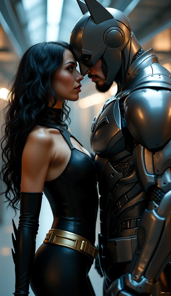 Extremely hot dominatrix (Black couple:1.2+Muscle black+hugs:1.1+Nero:1.2+contact:1.1+Grab the waist:1.1) hentail realism, max detail, full bodyesbian, photography of