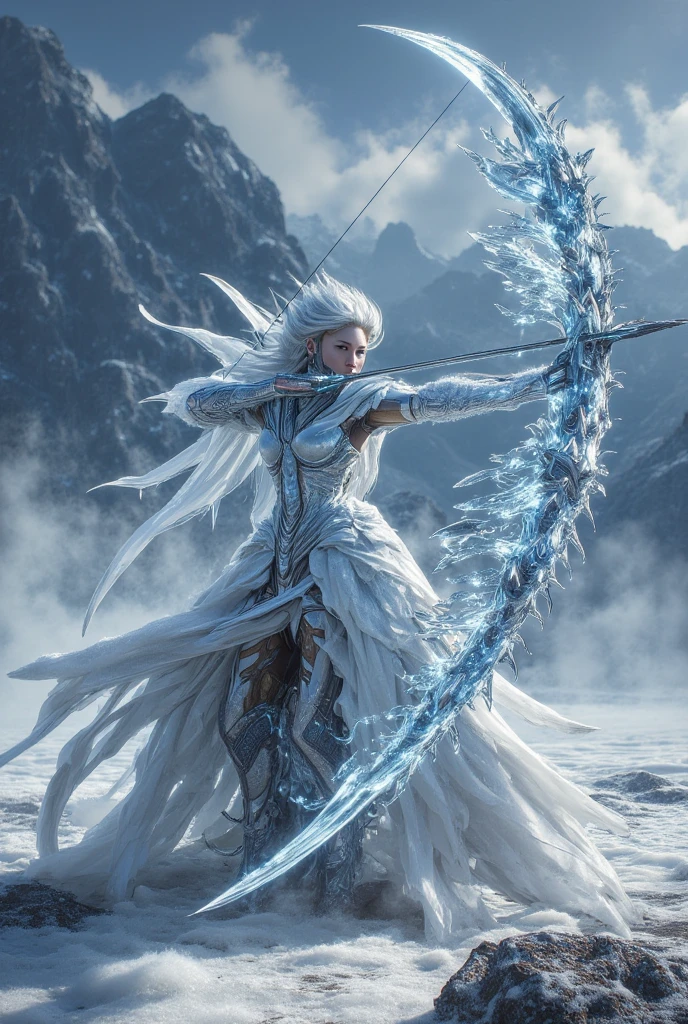 a close up of a person sitting on a snow covered ground, crystalline skin, ice mage, ice lord, maya ali as a storm sorcerer, maya ali as a lightning mage, master of ice, ice spell, icey, ice sorceress, heise jinyao, astri lohne, frost gem, with ice power