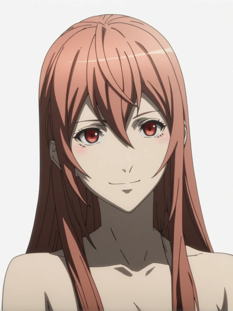 solo, 1girl, looking at viewer, flat colors, 2D, anime, anime coloring, upper body, (solid white background:1.3), <lora:hakaze-zetsuentempest:0.8>, hakaze kusaribe, looking at viewer, smile, bandeau