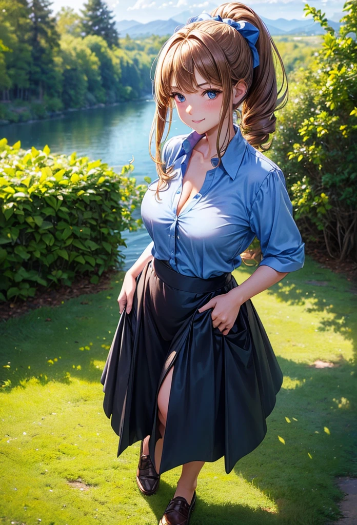 female, ((masterpiece, best quality)), detailed skin, very detailed, movie lights, extremely realistic, blush, looking at viewer, Anna, Anna from frozen, princess, Disney, brown hair, long hair, portrait, outdoor, eye, split, big bust, wide hips, full body view, tall,
skirt, miniskirt, microskirt, pleated skirt, thighs,