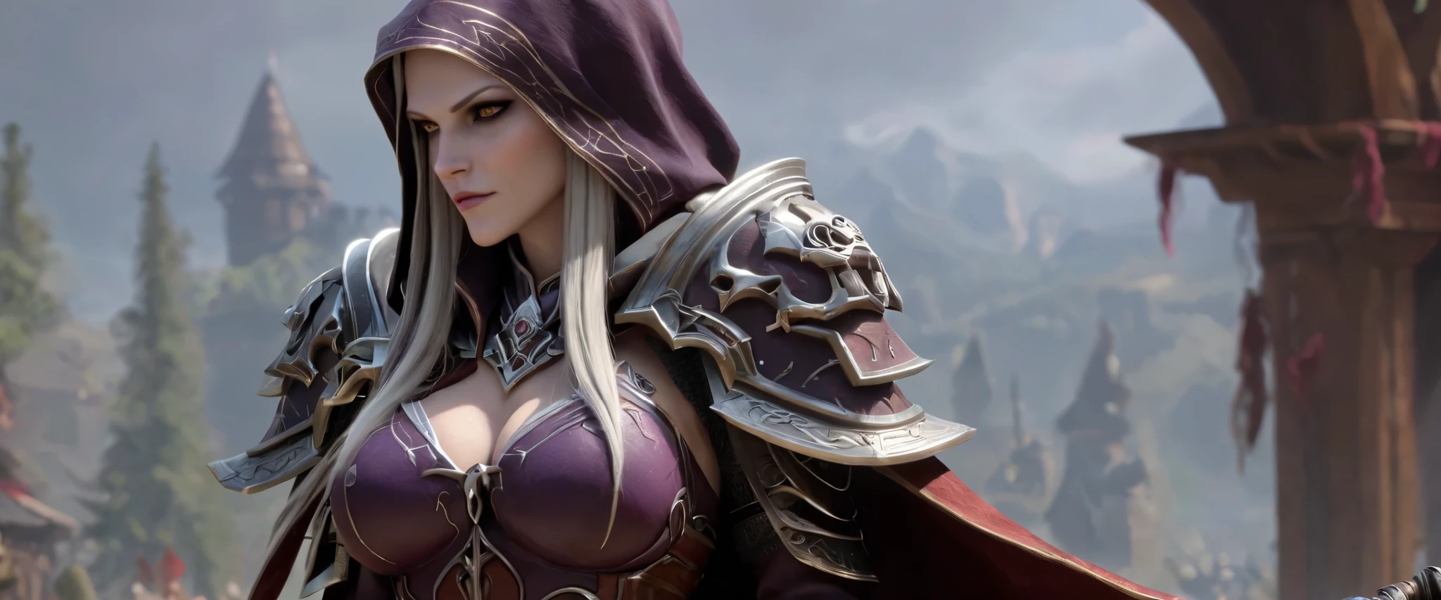 Sinevau Sylvanas Windrunner,((masterpiece)),(Best quality),award-winning,trending on artstation Cinematic,ideal body proportions,whole body,side view