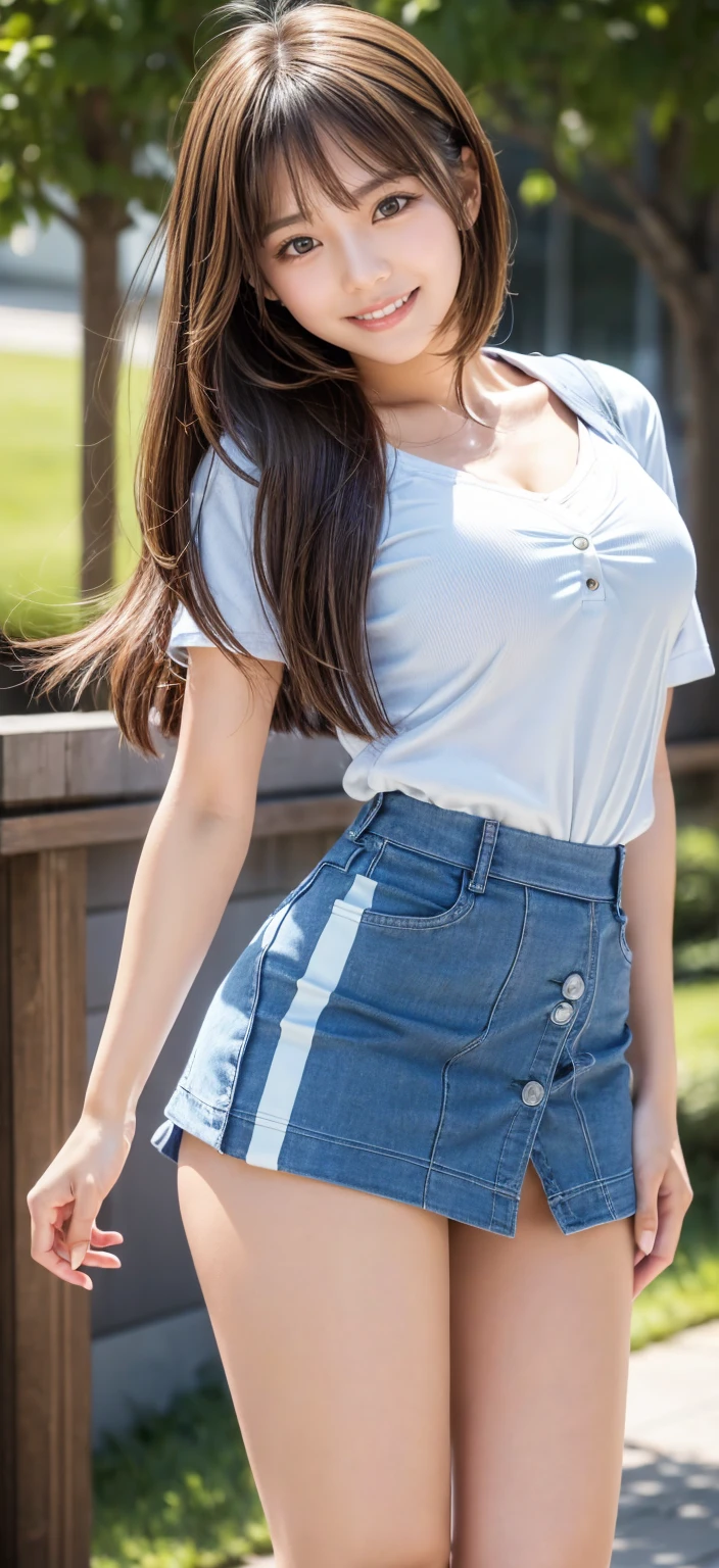 (Super realistic), (An illustration), (High resolution), (8K), (very detailed), (The best An illustrationneautiful detailed eyes), (highest quality), (very detailed), (masterpiece), campus,high school, (detailed face), solo, 1 Sexy Woman, wavy hair, dichromatic eyes, long legs, strong abdominal muscles, dynamic posing,Skirt,thin tops,20 years old alone,make underwear visible,Street style,retrospective perspective,(Skirt blowing in the wind,Skirt with visible buttocks,)various poses,colorful skirt,sexy panties,(((Lifting the skirt with your hands)))