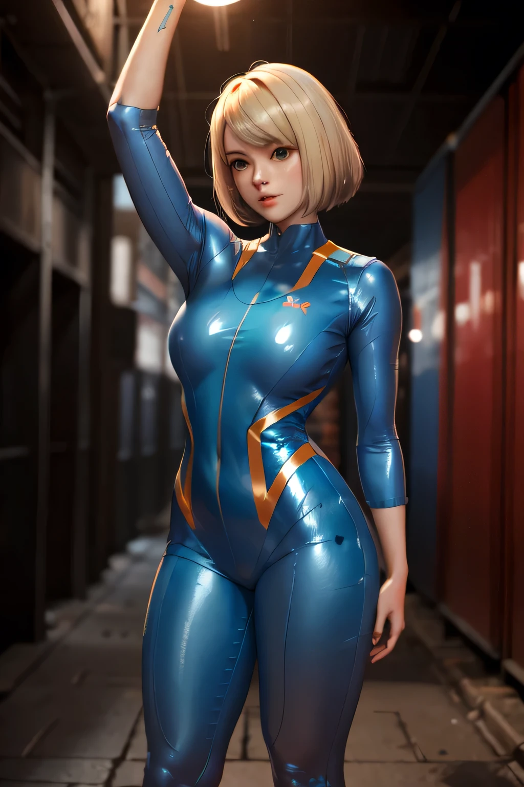 (Muscular:1.9), (thick thighs:1.8),
(samus aran, blonde, blue eyes, ponytail:1.4), beauty mark, freckles,
detailed eyes, (big smile:1.2), detailed skin,
(small breasts:1.4), hard nipples,
(bodysuit:1.9),
(upper body view:1.9), (looking at viewer:1.2), (three quarter view),
(inside alien spaceship:1.2), rim lighting, two tone lighting, dimly lit, bokeh