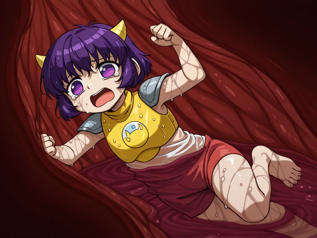 ((goblin))) , (((woman))) , (((small in height))) , (Completely naked) , (((Short eyebrows))) , I'm tanned , (((Very small in stature))) , ((small breasts)) , ((black hair)) , (short hair) , (((I'm climaxing))) , (((cheeks are red))) , (((Climax ahegao)))) , front , drooping eyes , (((Black eyes))) , (I'm thin) , (全身がfrontを向いている) , cave , 2D , (((There are tentacles in the genitals))) , ((With legs apart)) , big nipples , Tentacles and sexual activity , (pregnancy) , ((fuck)) , ((Lots of tentacles in the background)) , ((legs open)) , sitting , tentacle fuck , female genitals open , 2d
