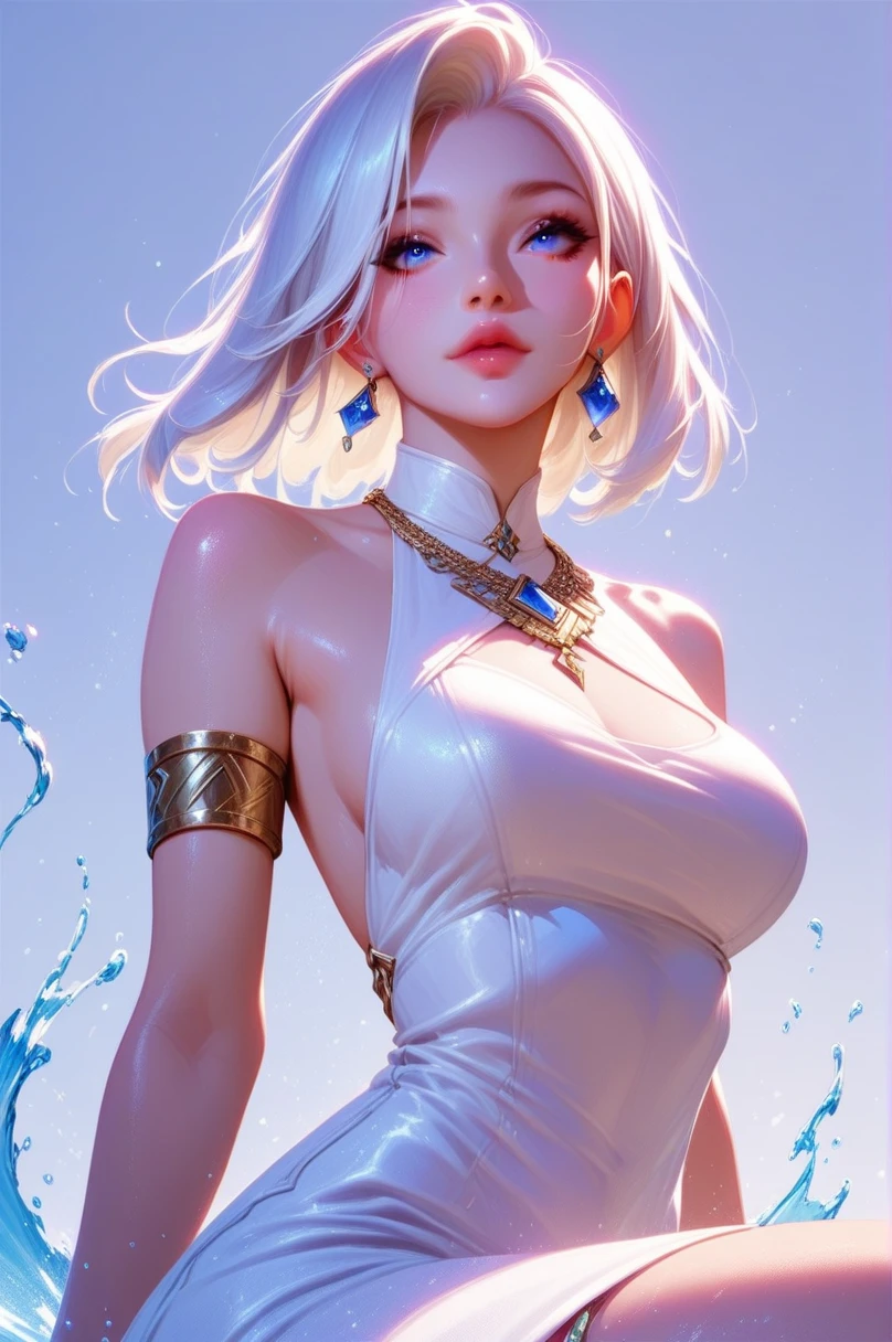 Chic, Hourglass body, short white-hair, (((Micro Black Bikini))) , 8k picture, Best Quality, ((((Micro Bikini)))), Beach, ((((bottom-up view)))), (((Micro Bikini))), (((White shiny skin)))