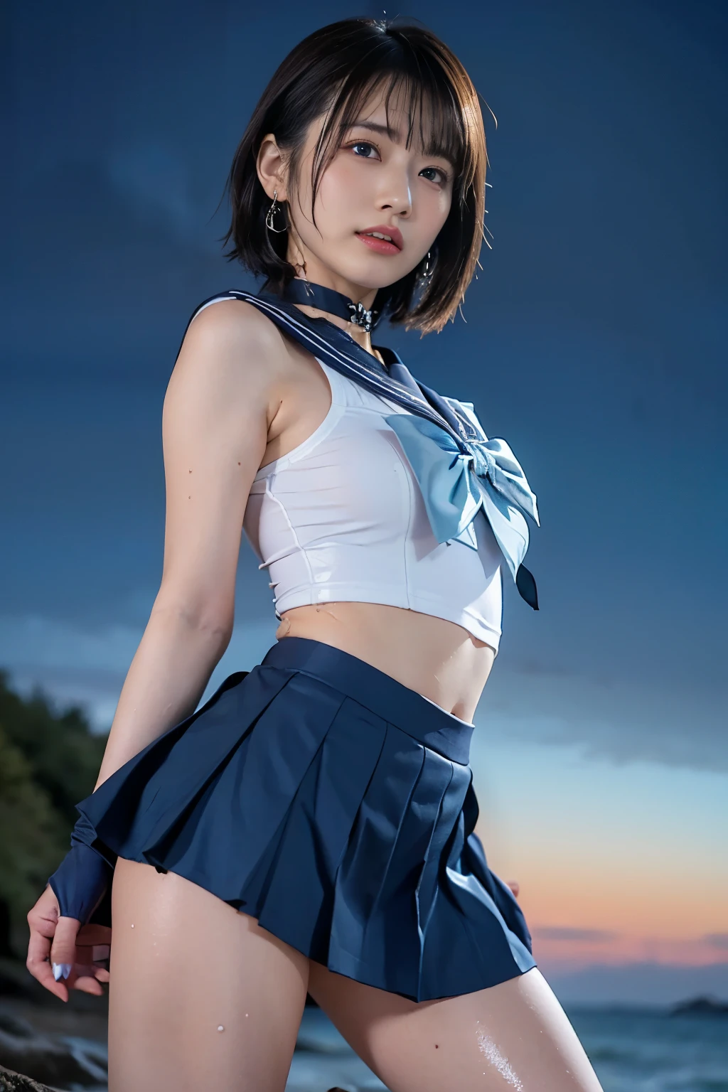 1girl in , (Idade:10yaers old)、 oud, Happy smile, Blue eyes, masutepiece, Best Quality, Detailed, Lori, Angle from below、are protruding、
elementary student,Small body、 Short sailor suit, Lori, tits out, Beautiful belly、On the way to school, (slender:1),Legs wide open、
japanse, small brest, Vulgarity, Bold exposure、The wind is blowing, Sky blue seaside,NSFW、8K image quality