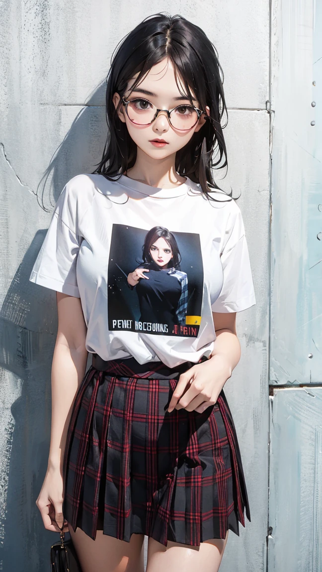 (best quality, masterpiece:1.1), (realistic:1.4), 1girl, cowboy shot, t-shirt