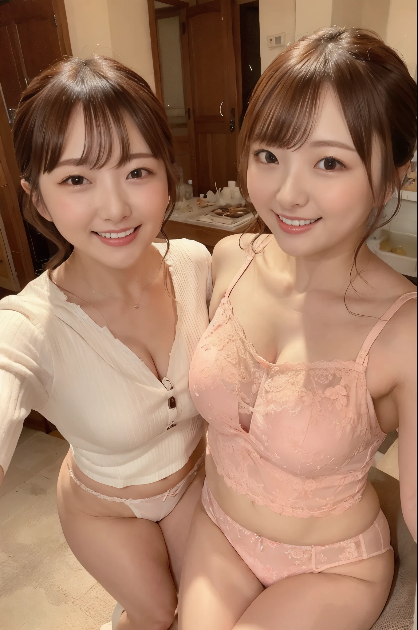 (4 k、top-quality)、(realisitic、Photorealsitic)、(Yakian)、 1girl in、solo、fullllbody、 perfect hand、up looking_in_the viewer、in a house、natta、finerly detailed face、Slightly chubby、The best smile, Short Afro without bangs hair,,(super gigantic breast, Wearing Lawn Green Plain bras、cleavage:1.2),(underwear:1.3),(stockings), (Cameltoe),21 year old、Panty、Nogizaka Idol、actress、Korean Idol、hposing Gravure Idol,place one's arms behind one's back,raise both arm,(Aside)、Model Standing