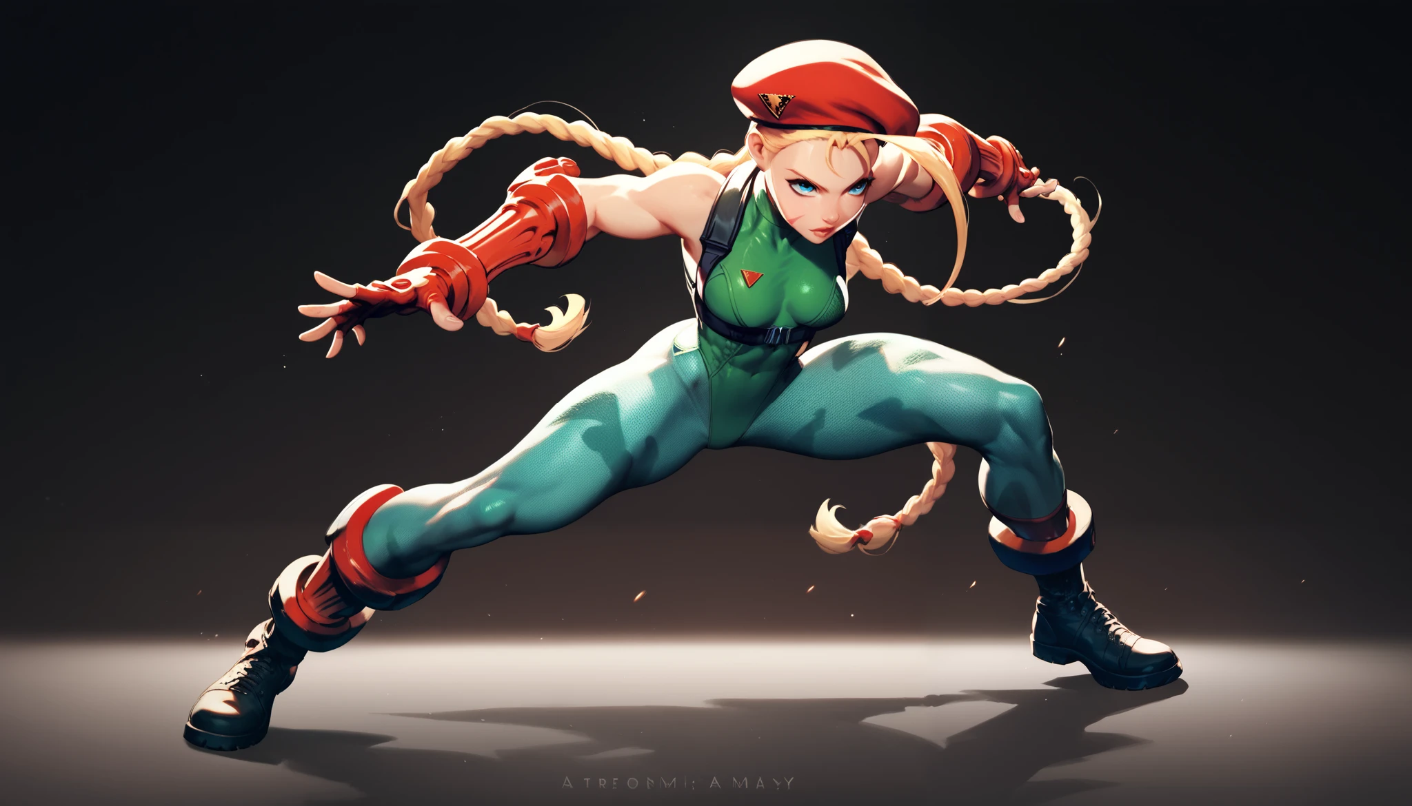 cammy, fighting solo, full body, dark wallpaper, dark background