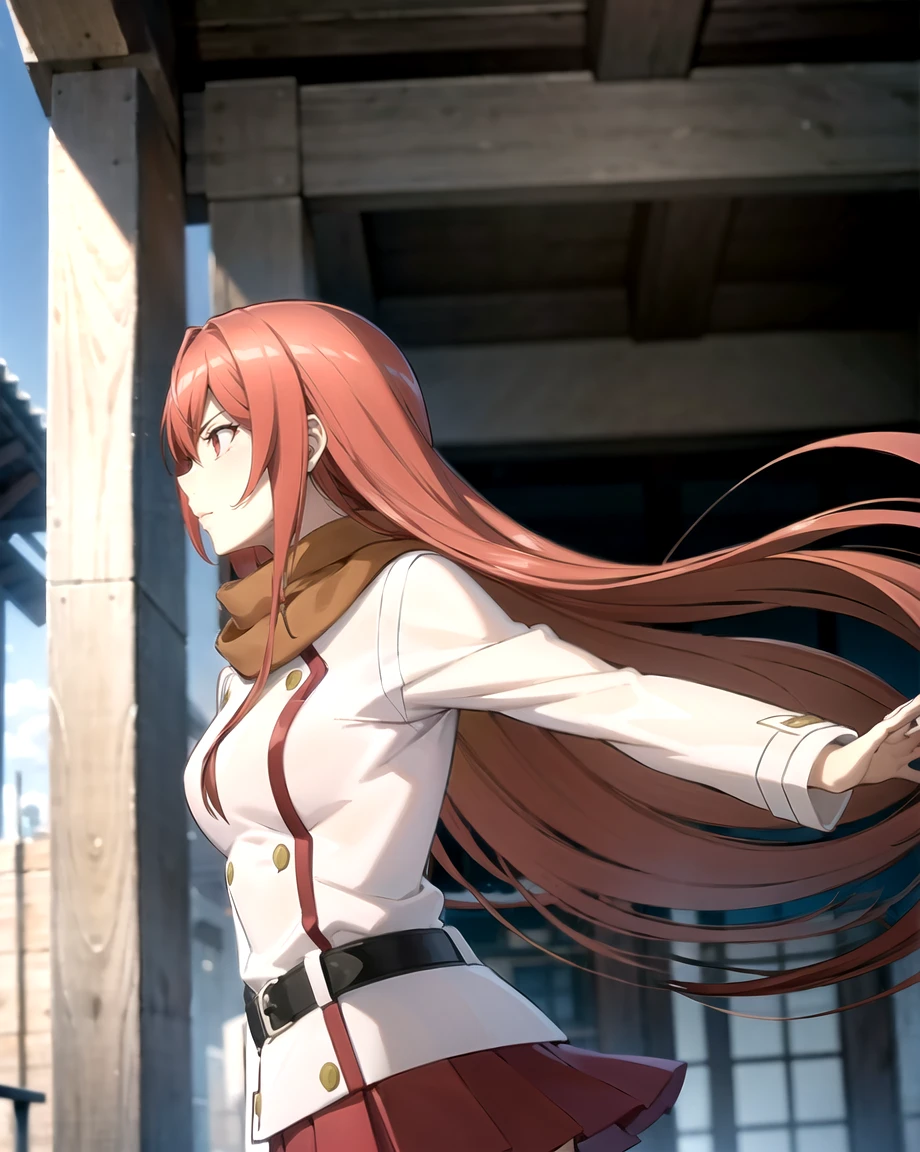 masterpiece, best quality, 1girl, long hair, looking at viewer, :3, cute, black school uniform, outdoors, streets, cowboy shot, large breasts, curvy, (((blue eyes))), rias gremory, red hair, antenna hair, wavy hair, ((beautiful detailed eyes, beautiful detailed glow, lots of glow)), anime screencap,