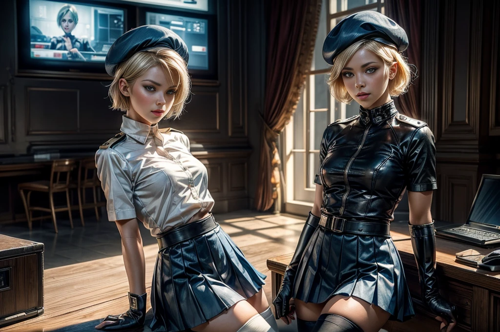 (A photo of a beautiful white-haired Slavic female soldier chatting with an older male commander while holding her close.:1.2)(Sexiest Arab Women)(Grinning,A big smile:1.2)(16K, RAW Photos, Highest quality, masterpiece: 1.2),(Her sleek, wavy, long white braids are blowing in the wind.:1.1) Super detailed, Super Resolution, (Genuine, Genuine photos: 1.37), Portraiture, High-resolution RAW color photos, Professional photos, Very detailed, 8k wallpaper, Very detailed CG Unity 8k wallpaper, Very detailed beautiful girls, Very detailed faces, ((whole body)), beautiful woman, ,(Huge breasts:1.1) (heavy tits:1.1),high school girl, (Teenage beauty)(17 years old:1.1),(Elegant hairstyle)Small face,Beautiful Skin,(Big Breasts),make,lipstick,Swinging Hair,Blonde(gym:1.2)(A tight-fitting army uniform with a closed chest:1.2)(whole body)(痩せてるのにBig Breasts:1.1)(from side)(navy:1.1)(one piece navy outfit:1.1)military cap,,,Wearing a black veil(Army Cosplay)One Piece Military Uniform,Fishnet tights,(Tattoo:1.3)(Captain:1.2)