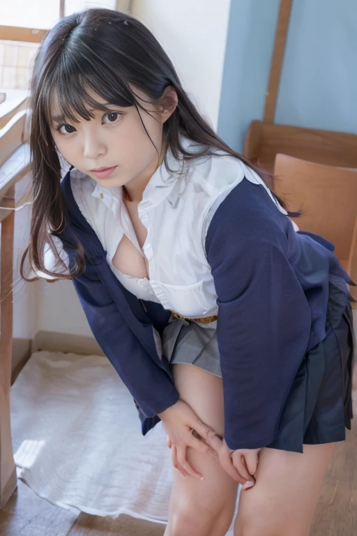 校服、knee high socks、Brown hair、Shorthair、kawaii faces、‎Classroom、Tight uniform、Panchira、Erotic underwear、Spread your legs apart、sexy underwear、Spread your legs boldly、Tight uniform、Mature look、plaid skirts、White shirt、neck tie