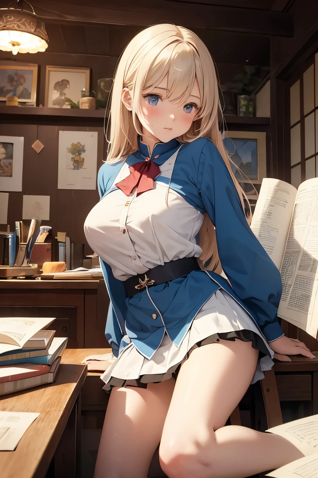 (long shot, looking away, shift character off center, draw the face precisely), (((Z stands for the stacks of books in this prompt))), (a white young lady puts her crotch on Z), wearing various jacket or dress, (wearing panties), she thrusts her crotch forward, (her crotch must be touching Z), she uses her crotch to push Z), open her legs, Includes crouching pose, (straddling on the Z), ((for masturbation, orgasm)), (in the some place), Z to the crotch, The presence of pubic hair in the crotch, Extensive pubic hair, Pubic hair sticks out of panties, All connected pubic hair, (panties cover genitals), pinch nipple over clothes, ((her love juice drops down her thighs)),
