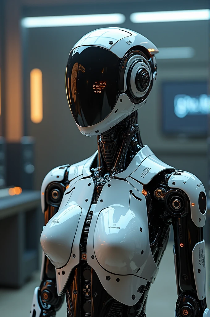 MI 6, new code name Q, This is no longer an era where human intelligence can cope with it., a cutting edge humanoid robot with aLatest Technology, no good to the other person.-Give a gift、Humanoid robot, Standing in the testing area in the basement of the building that houses I-6、(super detail, high details, high quality, accurate, anatomically correct, textured skin, beautiful fingers super detail, high details, high quality, best quality)