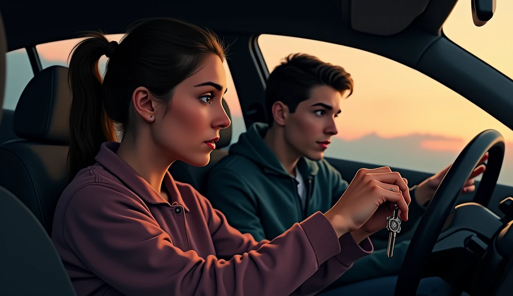sitting on his mom's lap using her phone, shorts, overall, inside of a bus, brown hair, blue eyes, blushed cheeks, photo realistic, ultra detailed, soft lights, night time ⌚, city, 1mom, 1boy, 1child, (best quality, masterpiece,)