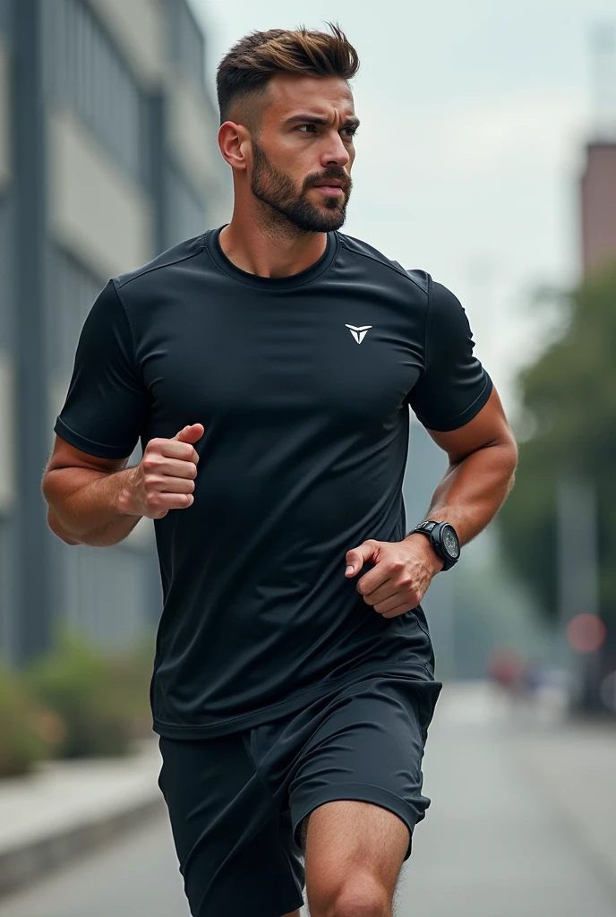 male people，On the road，jogging，exteriors，k hd，The face is slightly sideways，45° lens --auto