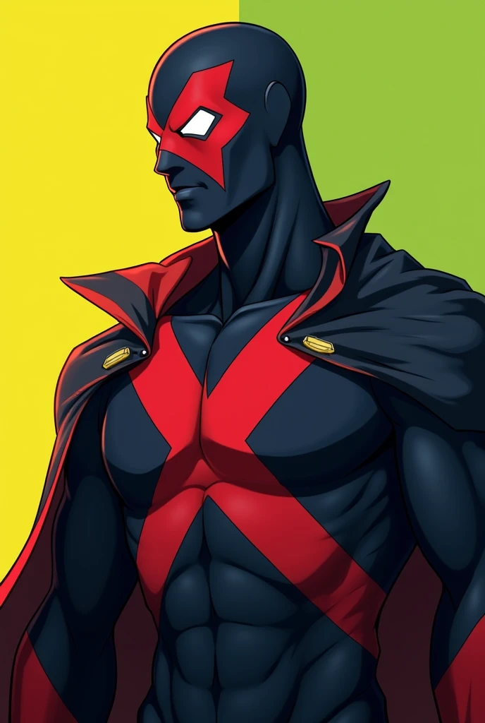 The scarred man wears a black hood cute