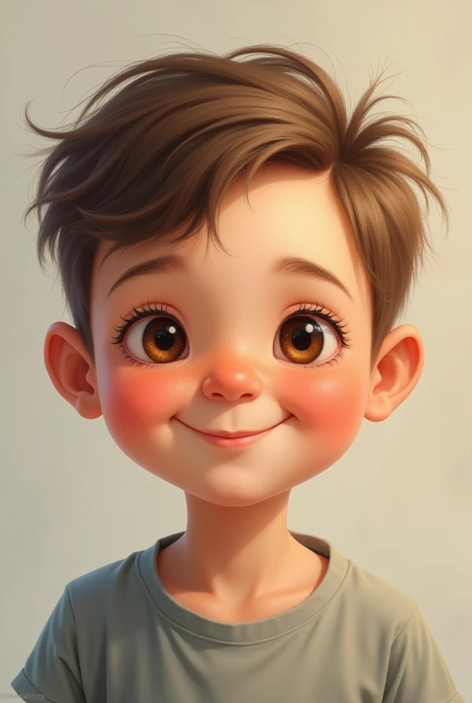 smile, Brown eyes, High resolution, anatomically correct, The best quality, High details, short hair, Brown hair, 1 child, 8k octane, 3D rendering, movie, animated style,