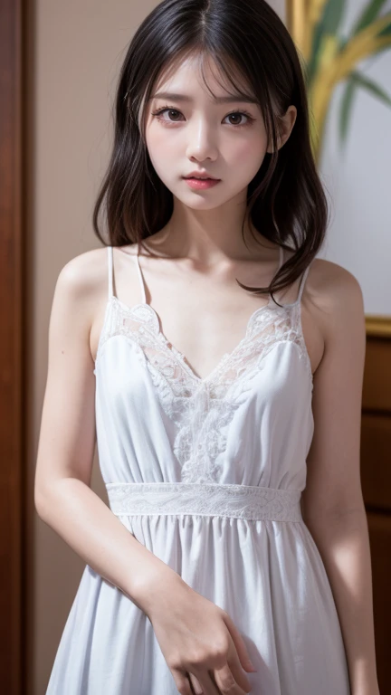 (((16 years old)))、(((high school girl)))、(((A charming face)))、(((Cute face)))、(((Young face)))、(((beautiful girl)))、(((A beautiful woman)))、Beautiful woman、Cute woman、((Innocent face))、((Smile))、((Ultra-detailed face))、((Detailed lips))、((Detailed eyes))、((double eyelid))、(((Beautiful Face)))、(((beautiful well-shaped eyes)))、(((beautiful well-shaped lips)))、(Very Short Hair)、(ponytail)、(Pixie cut)、((Gray Hair))、(((Brown Hair)))、((Cornflower hair ornament))、BREAK、、BREAK、((Wearing a white lace dress))、(Off the shoulder)、BREAK、8 heads、(((slender)))、(((Slim body)))、(((Thin body)))、(((Slim woman)))、((Flat Chest:1.6))、BREAK、Photographic quality、Natural light、(フォトRealistic:1.4)、(Highest quality:1.2)、(Ultra-high resolution:1.2)、8K、RAW Photos、Realistic、High Detail、Film Grain、Detail Skin、Symmetrical、Delicate skin、Real human skin、pores、Super detailed、Detailed、(masterpiece : 1.2)、Thin face、Sharp Face、Small Face、Small face、Narrow shoulders、Small shoulders、Small shoulders幅、Slim shoulders、Narrow shoulders幅、Beautiful Japanese Woman、Beautiful Korean Woman、Slim womanモデル、Young Gravure Idol、Realistic young gravure idol、Young Sensual Gravure Idol、Young Pretty Gravure Idol、Japanese Model、Young Gravure Idol、(((From the knee up)))、(arms behind back:1.3)