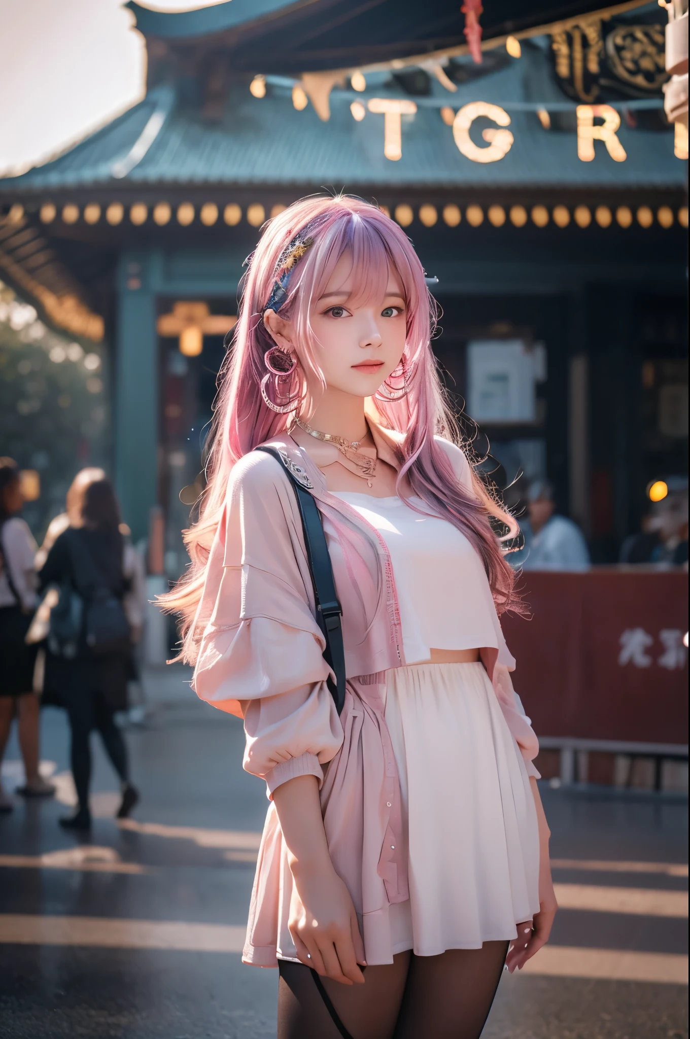 long hair beautiful girl anime hair flouresente pink color --auto --s2