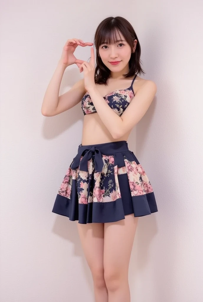 (masterpiece:1.2, highest quality), (Realistic, photoRealistic:1.4), Beautiful illustrations, (Natural Side Lighting, Cinema Lighting), 
View Viewer, Cowboy Shot, 1 girl, Japanese, Hot Girls, Perfect Face, Cute and symmetrical face, Shiny skin, Baby Face, Slim figure,
(short hair, Messy Hair:1.2, Brown Hair), Hair on one eye, blue eyes, (Middle chest, Captivating thighs, Big Ass), Earrings, 
Beautiful Hair, Beautiful Face, Beautiful fine details, Beautiful clavicle, Beautiful body, Beautiful breasts, Beautiful thighs, Beautiful feet, Beautiful fingers, 
((abdomen, Asymmetrical legwear, Pink strapless tube top,Belly button,((Black mini skirt)),Black thigh-high socks)), Flower Hair Ornaments, , 
(Beautiful views), evening, garden, Cherry Blossom, walk, (Cute smile, Upward glance),Above the knee shot,White panties,