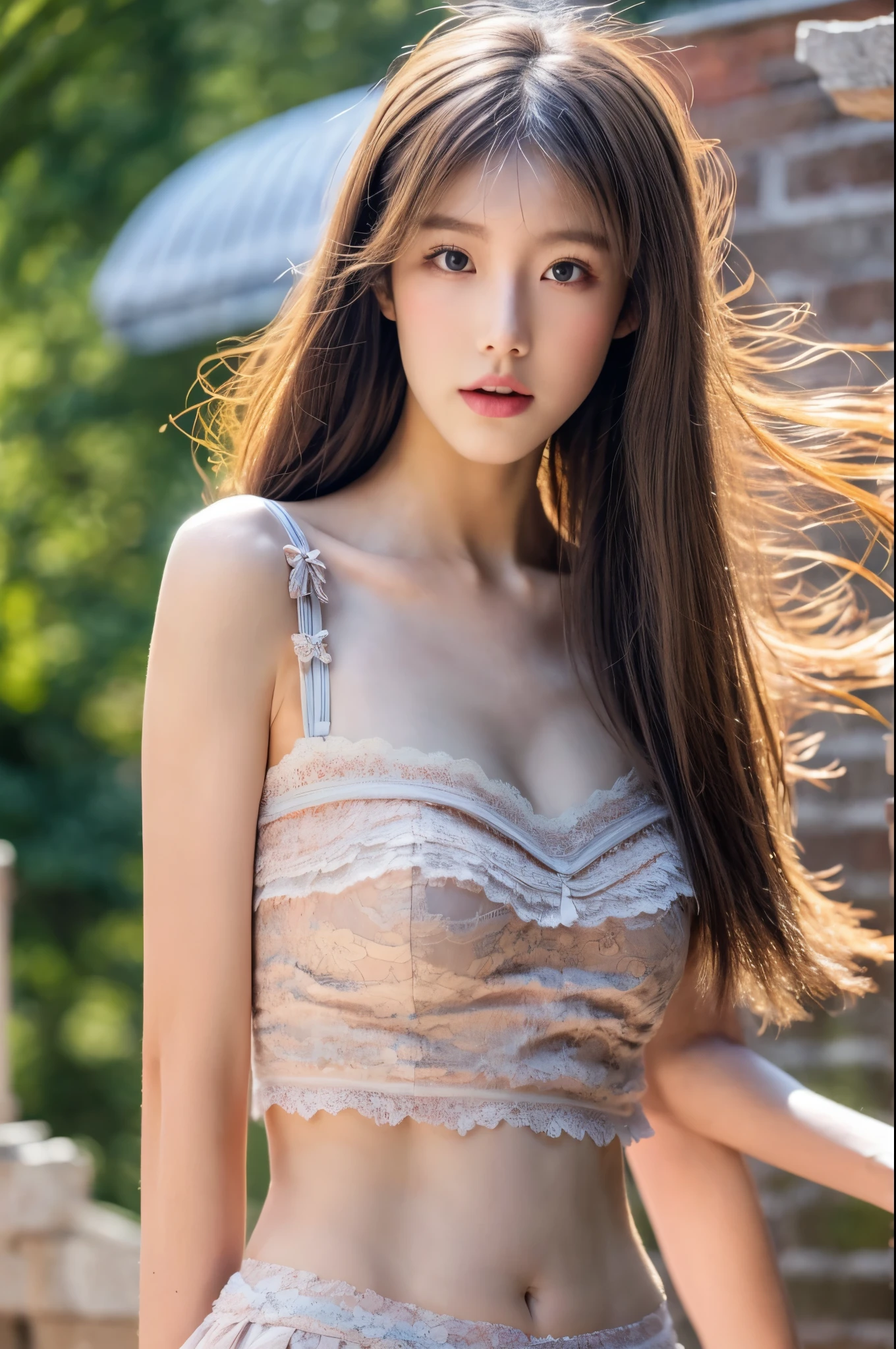 [masterpiece] table top, highest quality, shape, Highly detailed and finely crafted, High resolution 8K wallpaper, Japanese style,
Dynamic and beautiful form, Sharp features, Full body image of a 20 year old girl wearing spring clothes, oozing sex appeal,
Wavy hair flows softly around the face, cute expression, natural color lip, bold, Sexy pose with a seductive smile,
Harajuku fashion aesthetics, exuding confidence and charm, [masterpiece]