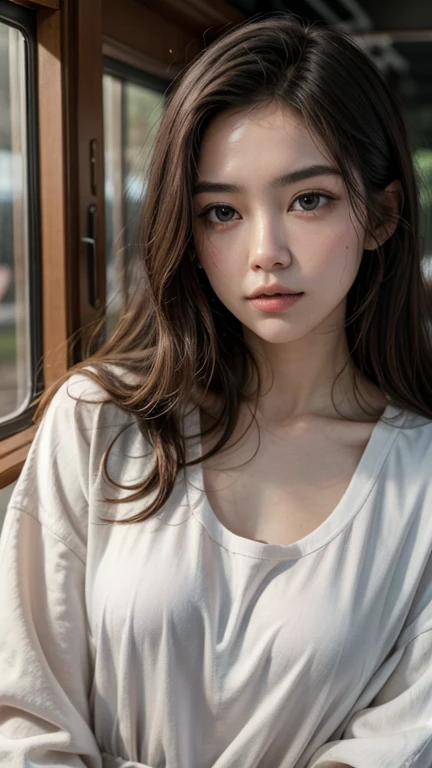 white soaking wet, wet white shirt, realistic, 4k realistic, soft lighting, be familiar with, Real Full HD