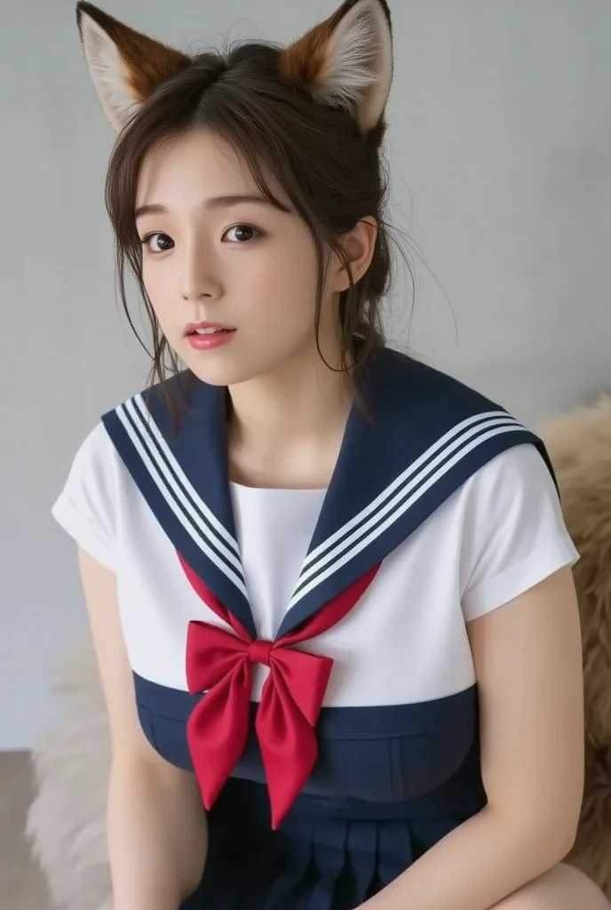 jpn hi-school girl kawaii girl Best Quality a stunning face Full body a sailor suit Big breasts
