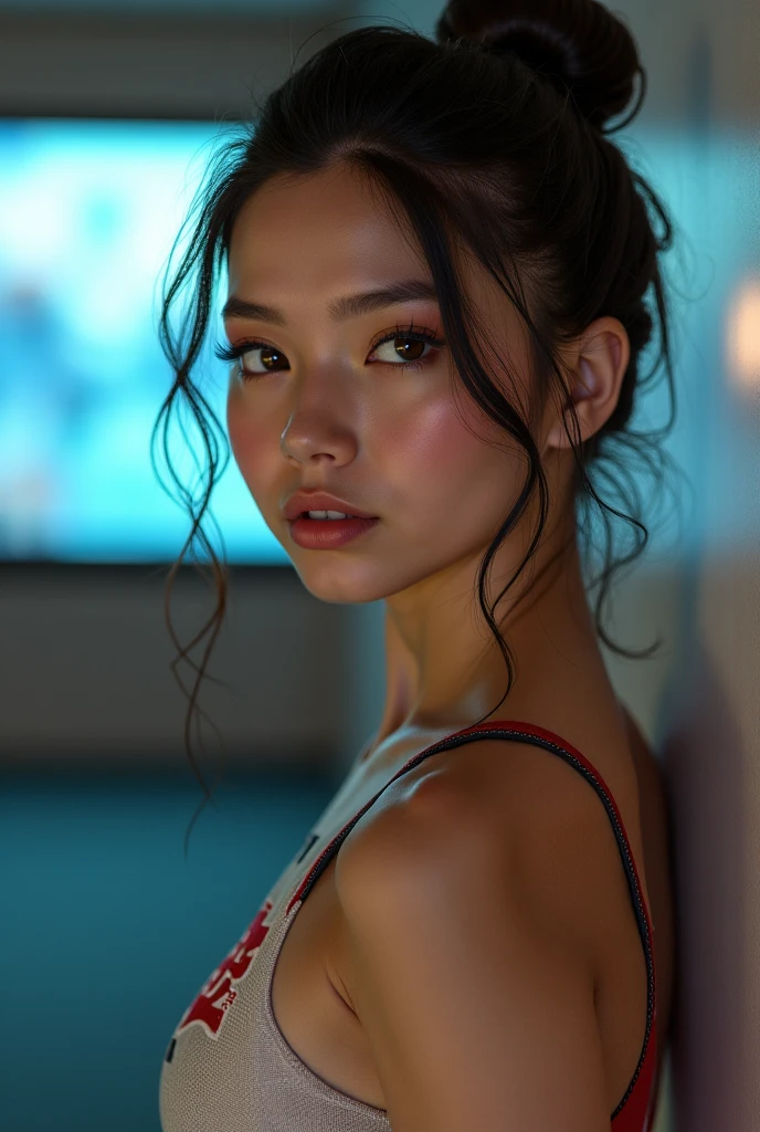 (8K, high dynamic range, high resolution), ((((photography, original photo, Surreal, masterpiece, best quality, ultra high resolution)))), (Needle lamp, backlight, backlight, film light), sharp focus:1. 4, (Ultra-detailed, Detailed), face close up, close up,
1 girl, egg-shaped face，cat eyes, small, plump lips, Straight and cute nose, The cheekbones are slightly reddened, Thick eyebrows and long, beautiful eyelashes.