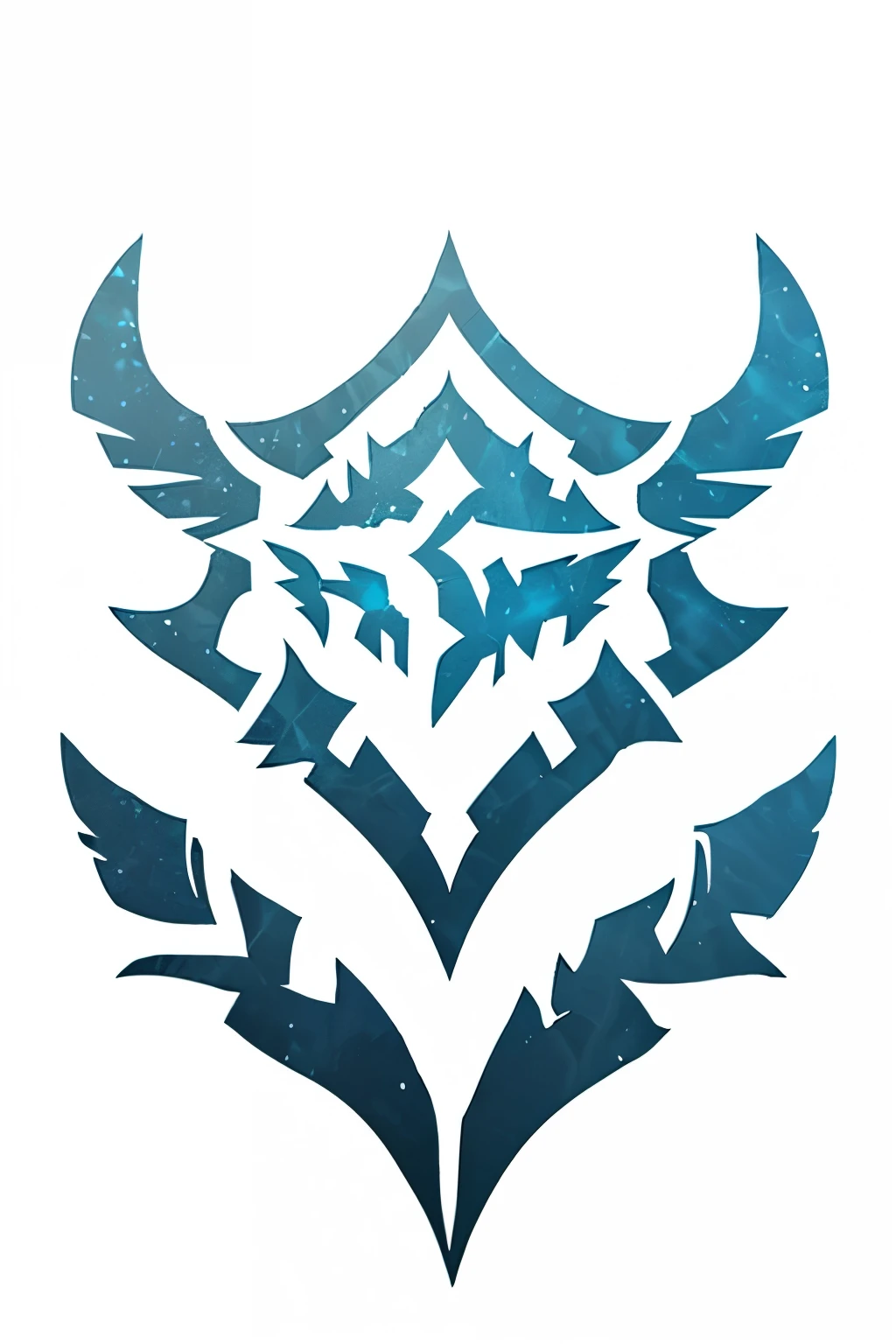 an organic logo using an ice wing, very simple for a faction in an RPG world, ice emblem, only blue color, powerful, quiet, Passive clothing , ILM, symmetrical, chic, high quality, with a white background