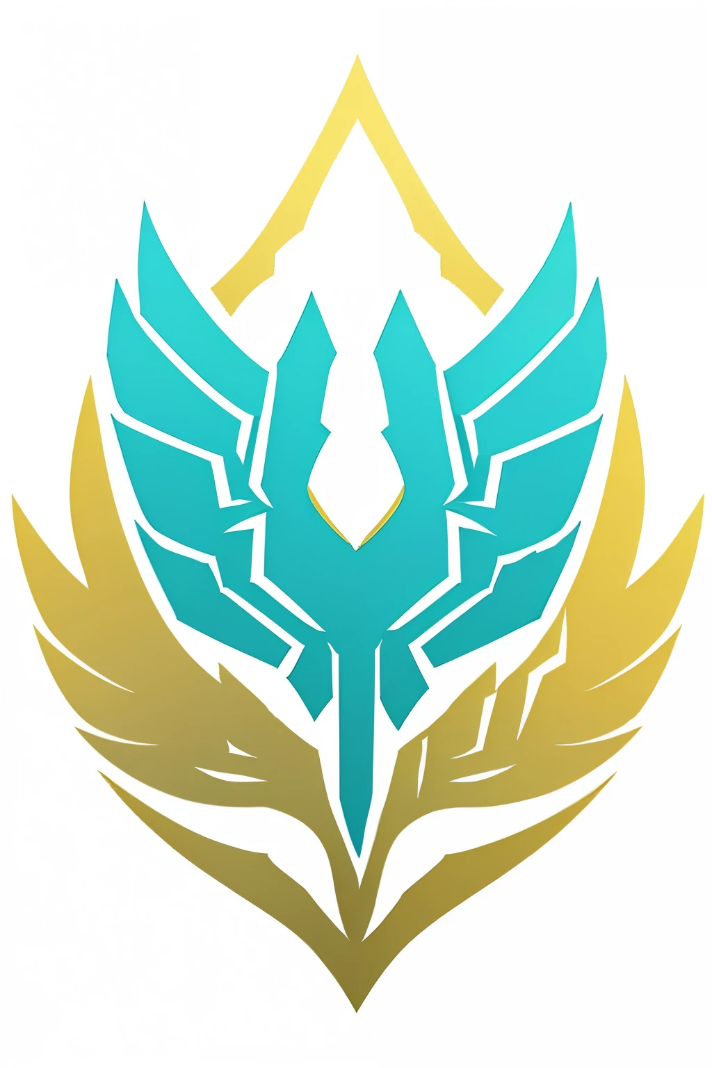 an organic logo using ice wings, very simple for a faction in an RPG world, ice emblem, only blue color, powerful, quiet, Passive clothing , ILM, symmetrical, chic, high quality, with a white background