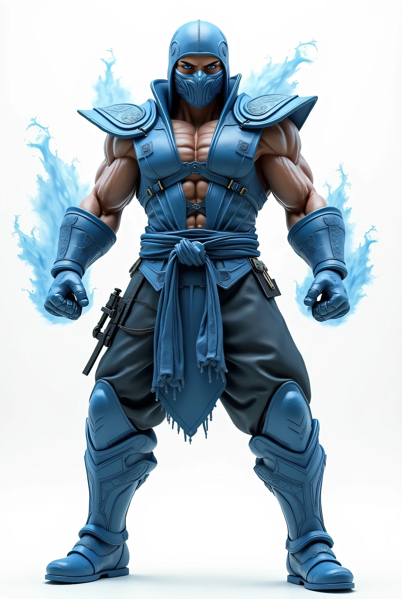 fully body, Sub-Zero (mortal kombat) character's classic suit, eye white, standing in front of the camera, realisitic, a very muscular body in the renatosphere, epic 3D realism, swollen muscles, large fists, best in wlop, kan liu, daz3d, trends in CGsociety, estilo realisitic hiperdetalhado, completo cosplay, by Ric Nagualero, album, hyung tae kim, 8k, irreal engine 5, film composition, retratos realisitics hiperdetalhados, 3D game art, CG Society, Fantasyart, hd art of season, estética realisitic, cinematic lighting, border light, smooth light, border light de filme, fine glow, ultradetailed, 8k, uso realisitic de luz e cor, cinematic light, rendered in cinema4d 500–1000 AD -- ar 3:4- Niji 6