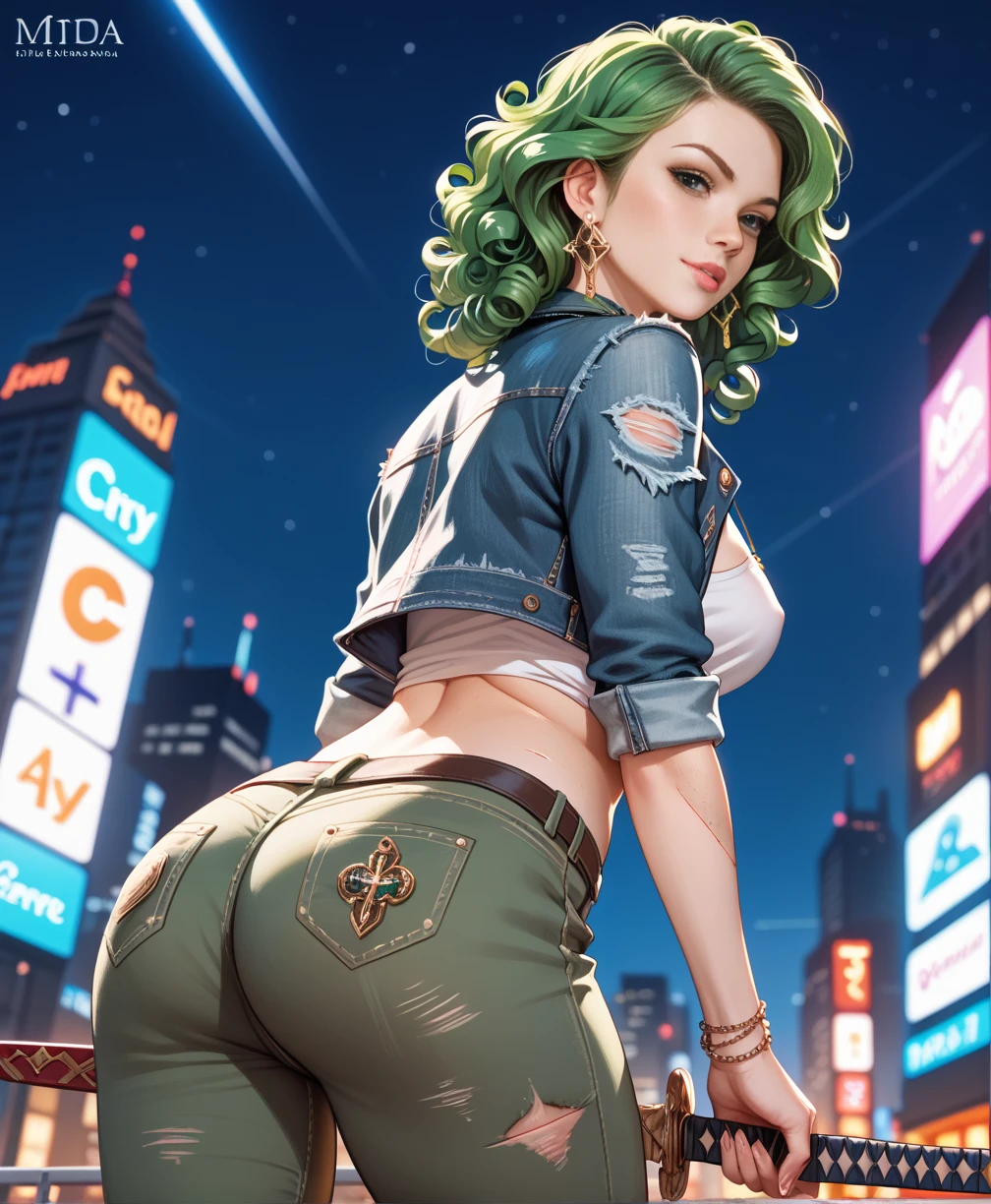 masterpiece, beach sunset scene:1.2), (Tatsumaki from One Punch Man:1.2), (height of 150 centimeters and weight of 47 kg:1.2), (perfectly proportioned body:1.1), (beautiful breasts and shapely, perky buttocks:1.2), (clivagem, pegajoso, Camisa apertada e curta, Tanga, shorts curtos verde, :1.2), (no exaggerations:1.1), (photograph taken at sunset with a captivating backlight against her buttocks:1.3), (capturing a discreet glance towards the camera:1.2), (radiant skin glowing in the golden hour:1.2), (serene and alluring ambiance:1.1) Hyper-detailed, insane details, Beautifully color graded, Unreal Engine, DOF, Super-Resolution,Megapixel, Cinematic Lightning, Anti-Aliasing, FKAA, TXAA, RTX,SSAO,Post Processing, Post Production, Tone Mapping, CGI, VFX, SFX, Insanely detailed and intricate , Hyper maximalist, Hyper realistic, Volumetric, Photorealistic, ultra photoreal, ultra- detailed, intricate details,8K, Super detailed , Full color, Volumetric lightning, HDR, Realistic, Unreal Engine, 16K, Sharp focus. Octane render,