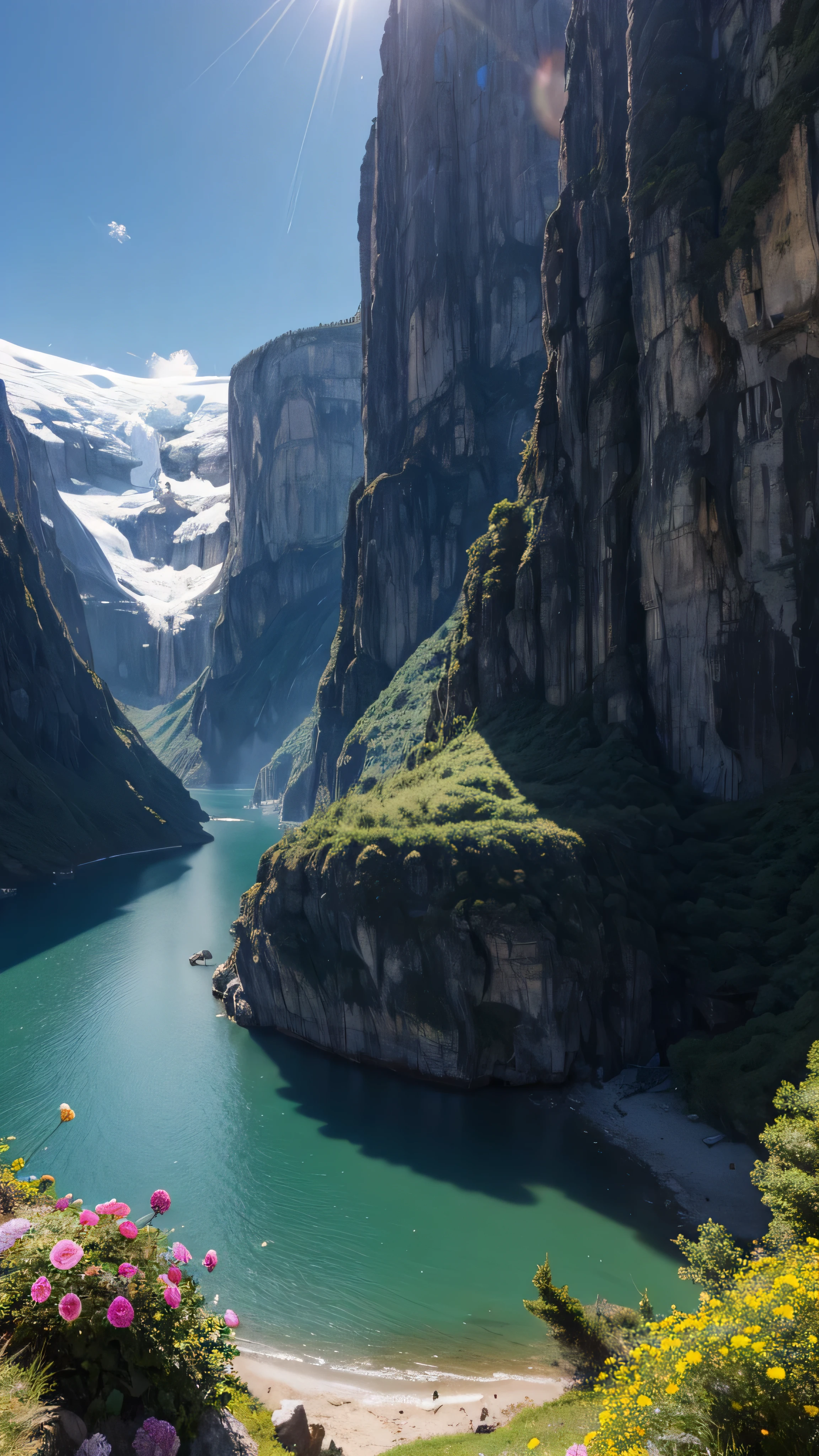 Masterpiece, 最 High Quality , High Quality , Details CG Unity 8k Wallpaper , landscape, Outdoors, null, cloud, null, not human , Mountain, landscape, water, tree, blue null, waterfall, cliff, nature, lake, river , cloudy skies, Award-winning pics, colorful flowers, some values may need to be tweaked , high resolution, bloom, Color Difference, photorealism , tall Highly detailed , Artstation Trend , CGSociety Trends , complicated , high detail, dramatic, Art that you can enjoy on the go