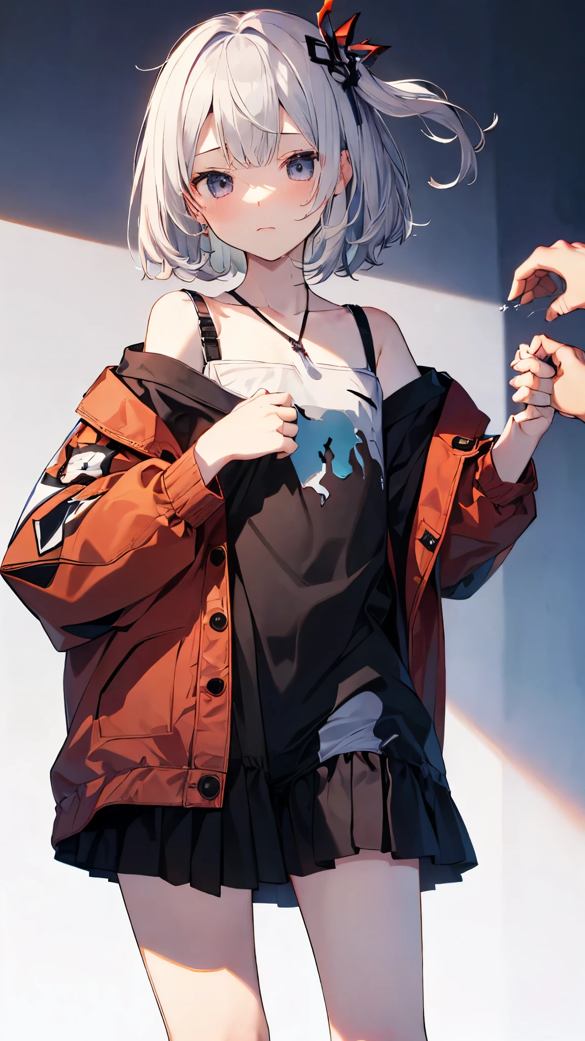  best quality 、  Details、  accurately depicted body 、full two arms 、full two legs 、COMPLETE ANATOMY 、  many men and one woman  、(((standing old men,old men grab breast))),((( 1 Japanese woman、 slightly brownish white hair、Hair that goes up to the shoulders 、Young、 small、flat breast,ren、 school uniform、Skirt uniform、Dressing、 white panties、wet panty,standing, at the top、patience、Constraints、Endure、 embarrassed expression、 hugging a woman from behind ,Woman spreading her legs, Get Your Arm Grabbed、A woman is grabbed by the arm、 get caught、Constraints、Sexual abuser、たくさんのSexual abuser、Crazy behavior,男性たちがSexual abuser)))、Backstreets、 男性にget caught、Constraints、 can be held down、 I can't move、