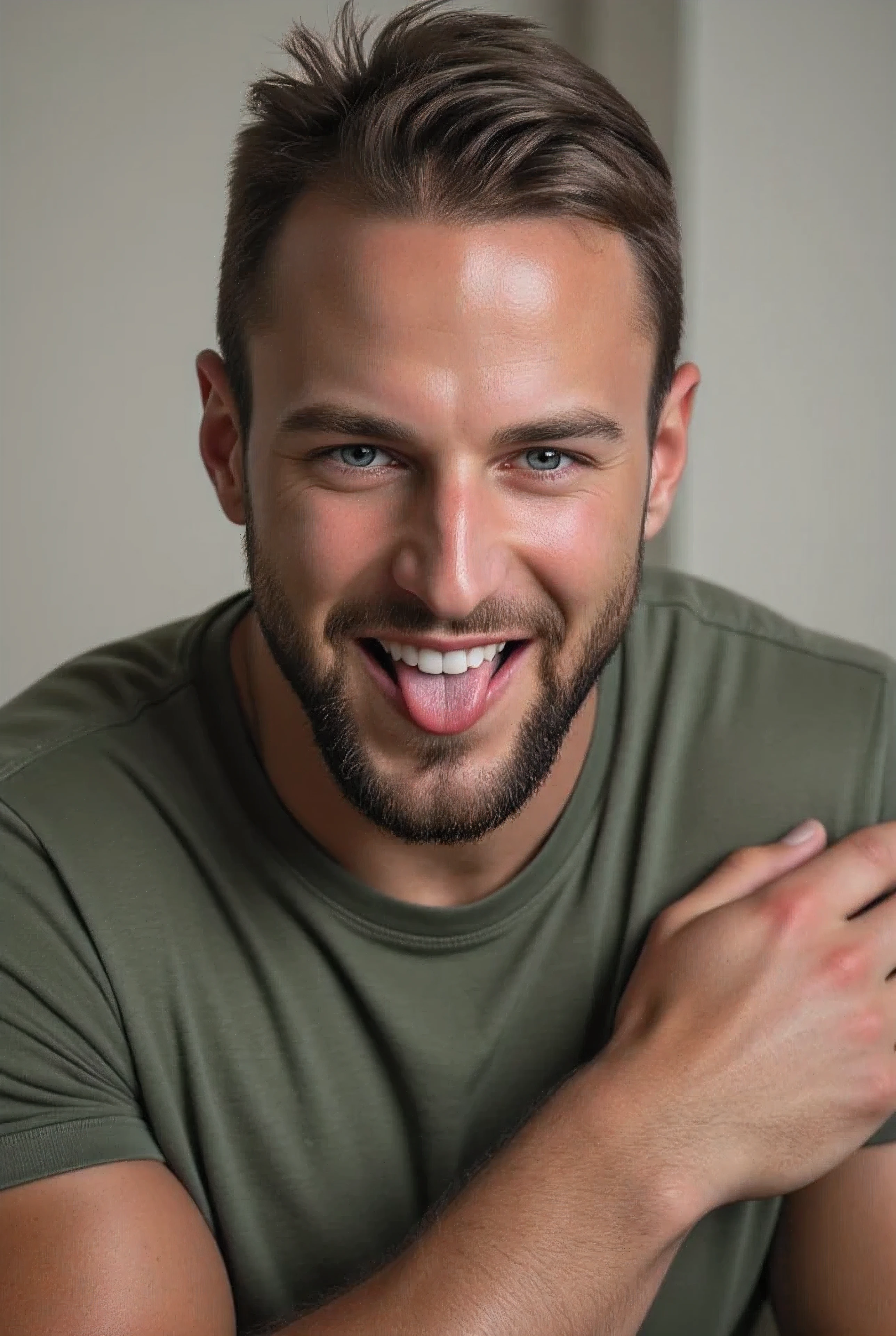 Real photography cute handsome white male, Ericjanicki a white man smiling and realistically seductive looking the same face sameseed: 4275275579):1,6, no glow in human's body's skin pores texture:1,5), he is a naturing expression_styles he is muscular. he is a normally strong. he is wearing a green t-shirt. he is looking to me and he is smiling. he is sticking his tongue out of his mouth. he is in a bedroom. it is daytime. His Face is identical to seed 4275275579 , Same seed is identical face-is-same-seed 4275275579) 1,5), , (A portrait to handsome stepdaddy's chat respectfully types with his handsome little man is sitting talking about the dick:1,5), realistic and handsome man in human's life with bigger hairy belly man is so handsome and amazing knowledge . Photograph of a very realistic men in full body shot view, powerful expression of masculinity, handsome:1,4, (naturally realistic navel non muscular:1,5), he has a realistic sameseed to this 42709972594 its a very important seed reference to handsome man):1,5, seed reference is 4275275579 (very striking and seductive facial expression:1,5). (The sensual and seductive expression with mystery is the greatest in this photo:1,6), ((too realistic (1,6) beautiful man with too much expressive charm:1,6)), ( (expression of masculinity male:1,5), face quality details)), (very white skin:1,4), (handsome hairy bellybutton:1,5), (he without clothes and his showing off his slightly potbelly:5). (Full body photo:1,5), ( ( (his chest is covered with short hair)), and ( ((his realistic navel is slightly hairy))). (Very hyper-realistic:1,4), ((white skin)), FUHD, (Anatomically Correct:1,4), Masterpiece, (((High Quality)), HD, very Accurate, (Very best realistically very humanized character:1,5), (euler:16)
