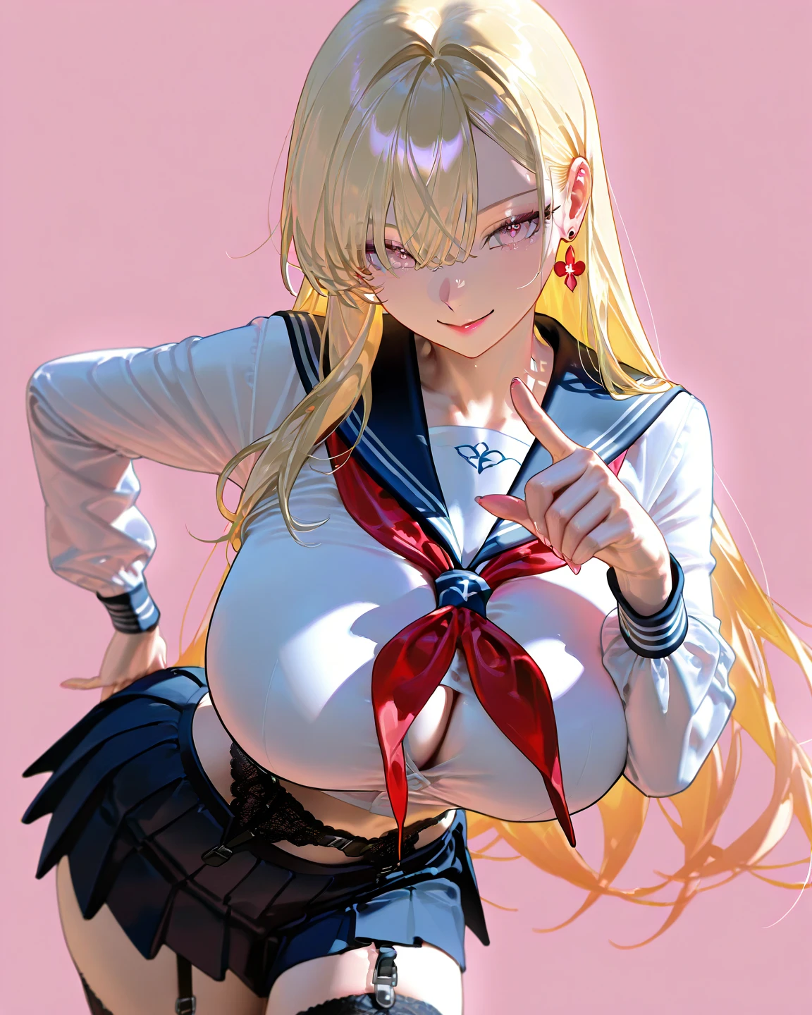 (masterpiece:1.2、Highest quality、Tmasterpiece)、(1 female)、alone、classroom、Day、(Squat:1.2)、whole body、beauty、blonde、Twin tails、blue eyes、(Sailor suit:1.4)、(Dark Skin:1.4)、break、Big Breasts、Long sleeve、Earrings、lipstick、(pantyhose:1.2)、weaty、choker、blush、Covered breasts、Bangs braids、(Thick lips:1.2)、((Stick out your tongue:1.1)),(Spit drips:1.2)、(Gripping hand:1.4),(Blowjob pose:1.2),(Looking up:1.2)